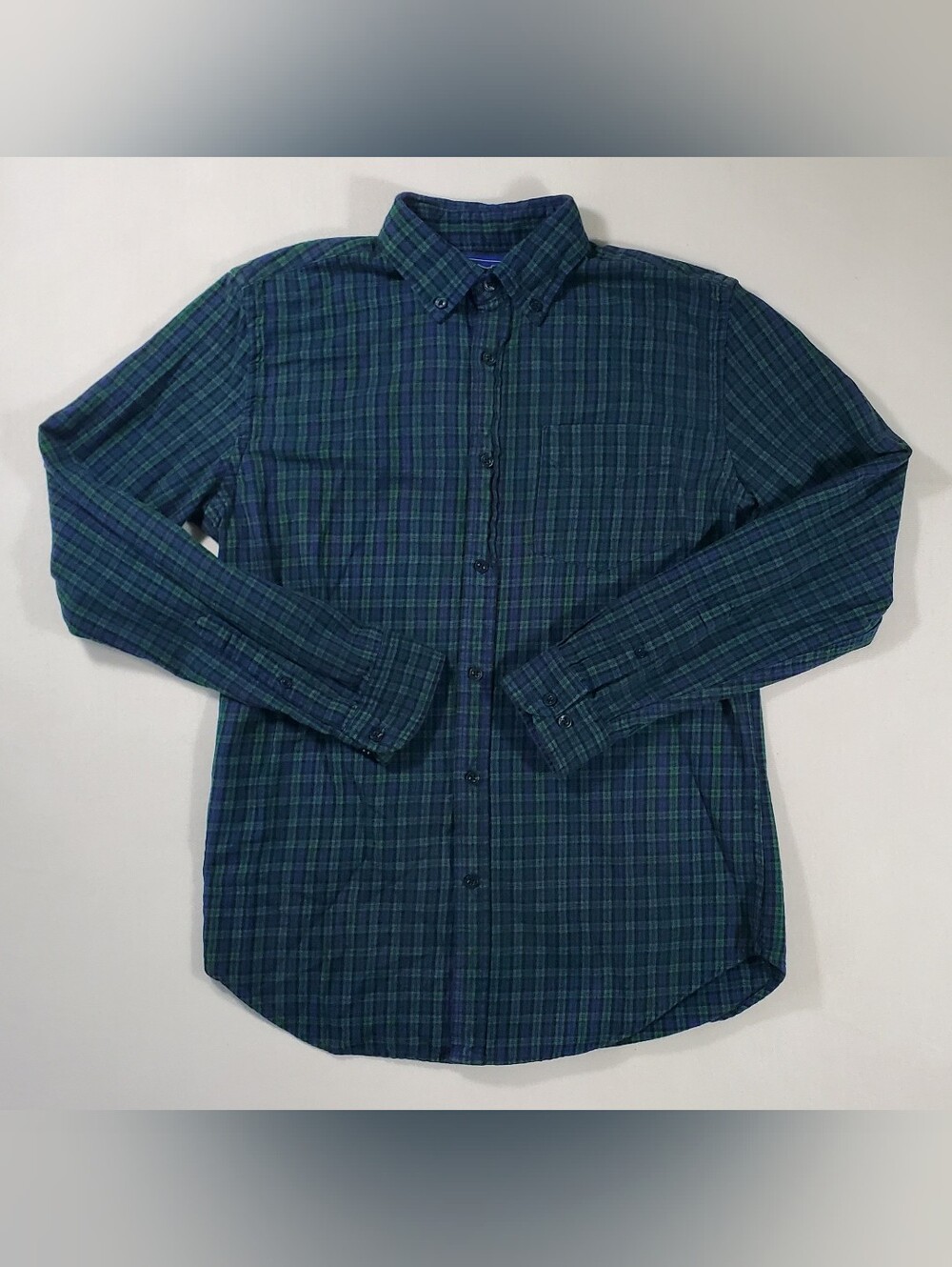 Le Tigre Custom Mickey Mouse Upcycled Plaid Flannel Shirt Mens S Blue Green